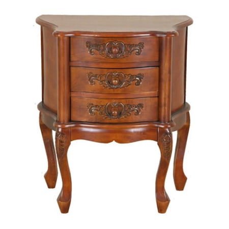 International Caravan Carved Wood Three Drawer Scalloped Night Stand 3876